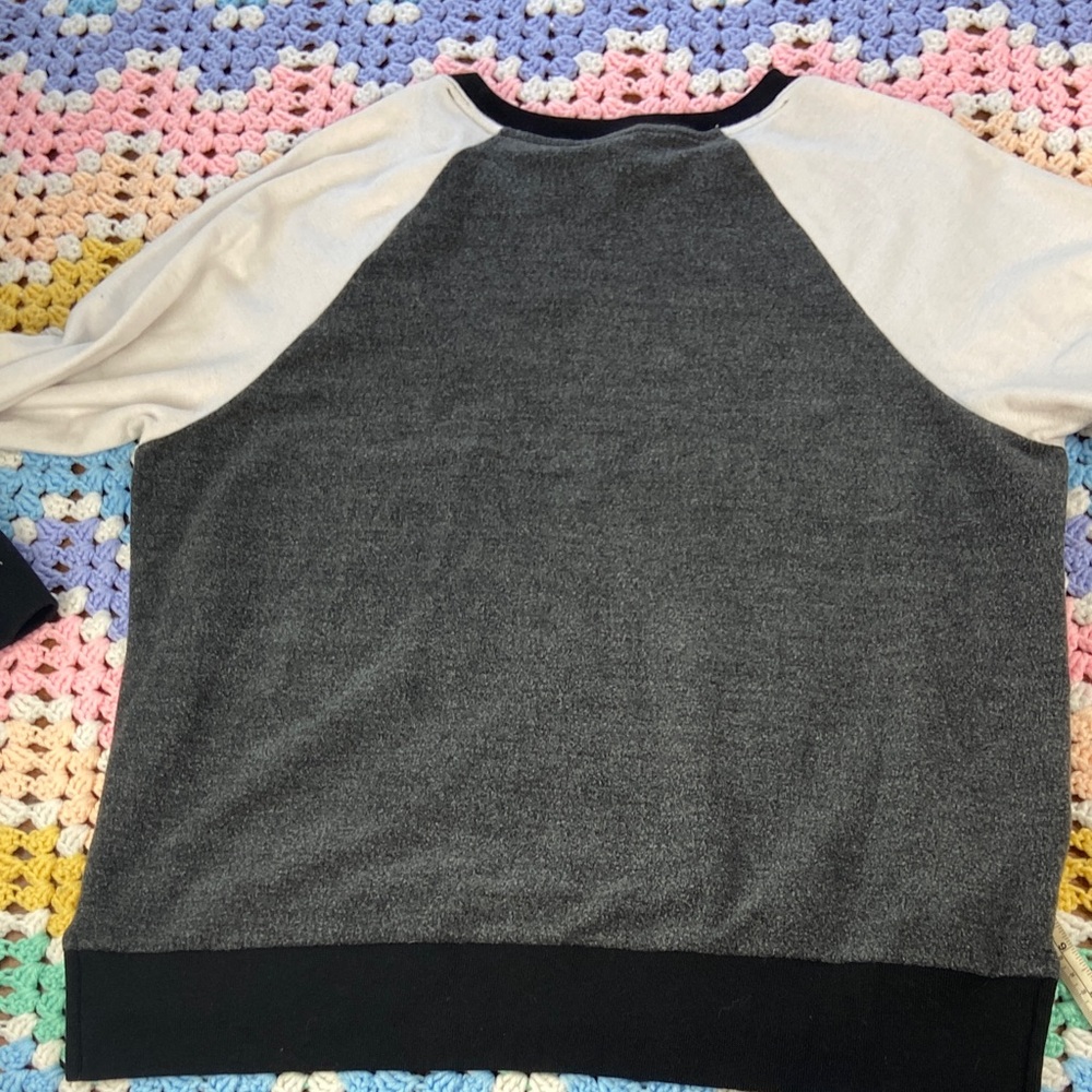 3/$12 PINK Victoria's Secret Flannel Sweatshirt Black Gray Medium Long Sleeve - Picture 13 of 14